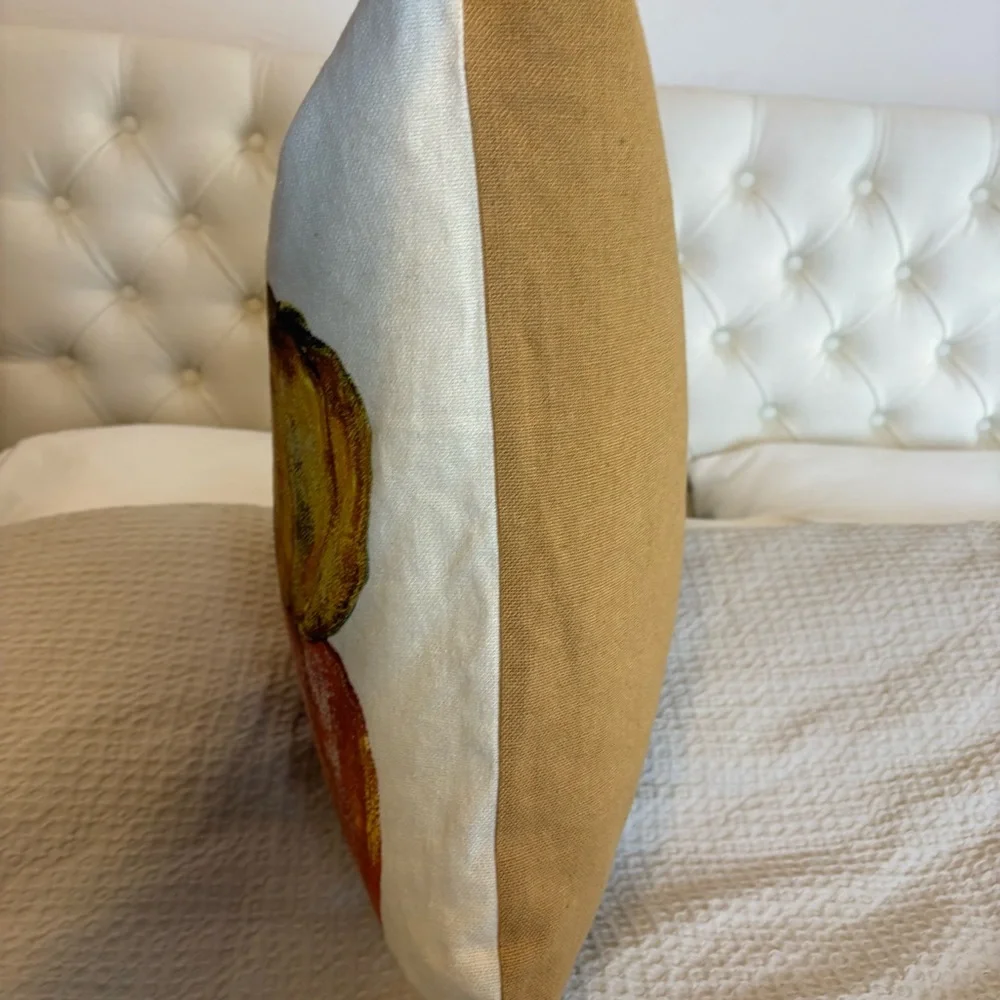 Pottery Barn Thanksgiving Autumn Harvest Pumpkin Throw Pillow 20x20 Square Linen